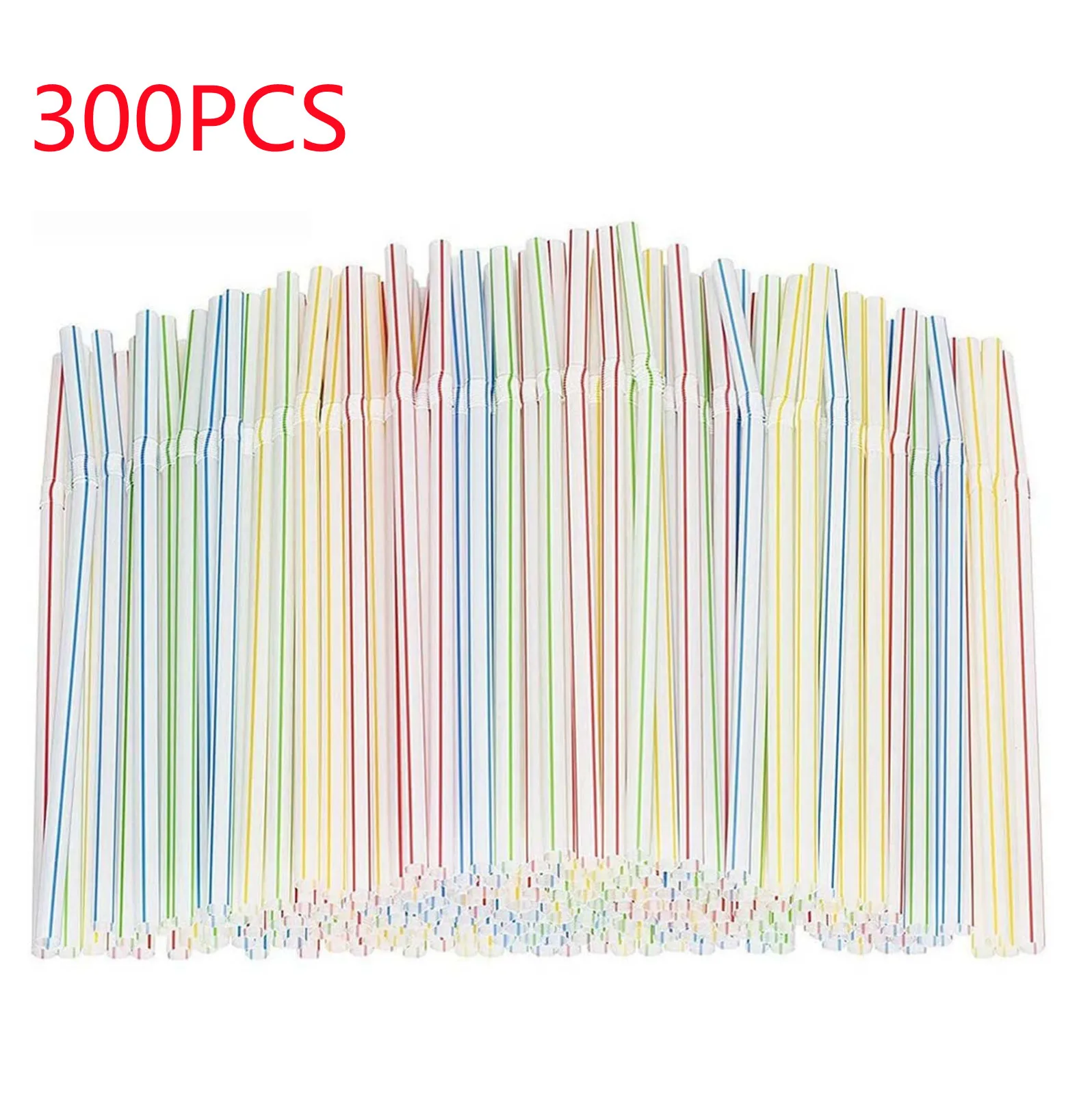 Одноразовые соломинки гибкие пластиковые полосатые мульти Цветной Радуга