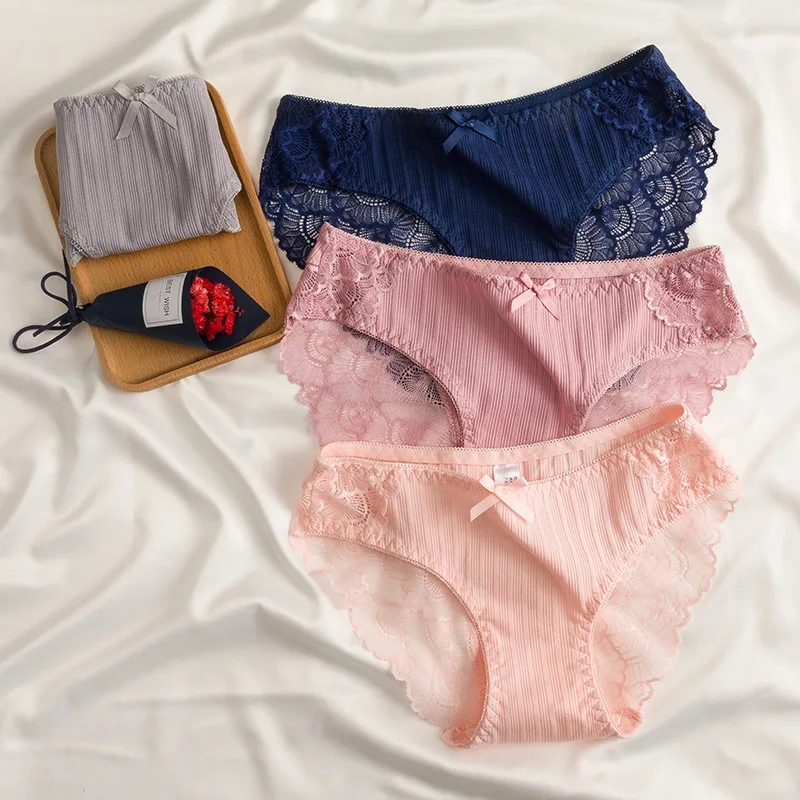 Трусики женское Новое сексуальное кружевное нижнее белье женский лук Цвет с