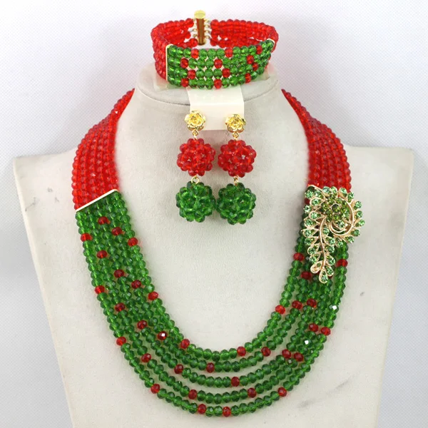 Горячая Распродажа 2021 Бисер бисера зеленого цвета в африканском стиле комплект