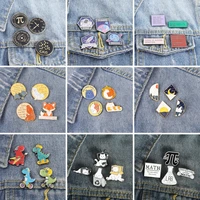 4pcsset enamel pin set science math music brooches cartoon metal badges bag hat backpack accessories jewelry girl boy gift