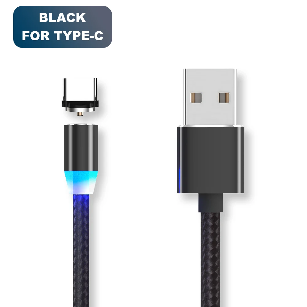 Black for Type C Vanniso 1 м 2 м Магнитный USB кабель для iPhone X samsung xiaomi магнитное зарядное устройство Micro usb type C мобильный телефон Быстрая зарядка USB шнур - Цвет: Black for Type C