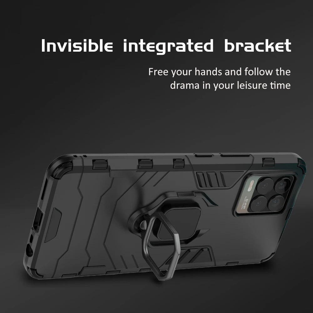 shockproof case for realme 8 pro realme 8i realme 8s 5g armor back cover hard casing with ring holder free global shipping