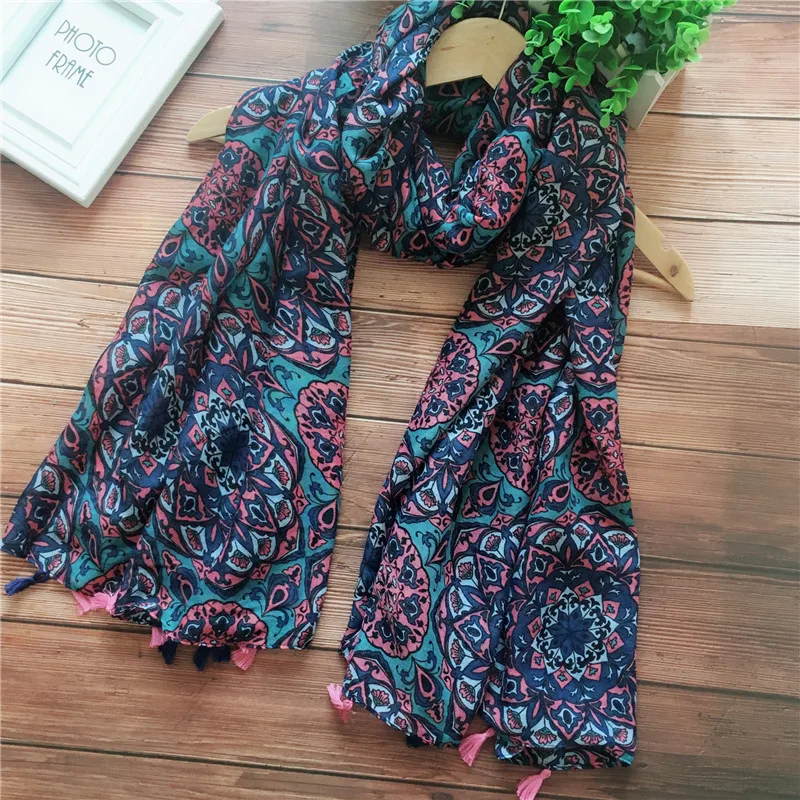 

Новинка 2020, винтажные шарфы с цветочным принтом и кисточками, шали, длинный пляжный мягкий вискозный шарф с цветочным принтом, хиджаб, бесплатная доставка