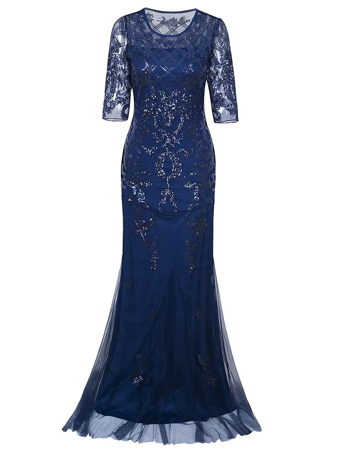 Винтажные платья длинные, в стиле "Великий Гэтсби" 1920-х годов, плюс-сайз, с рукавами 2/3, украшенные пайетками и бисером для женщин.