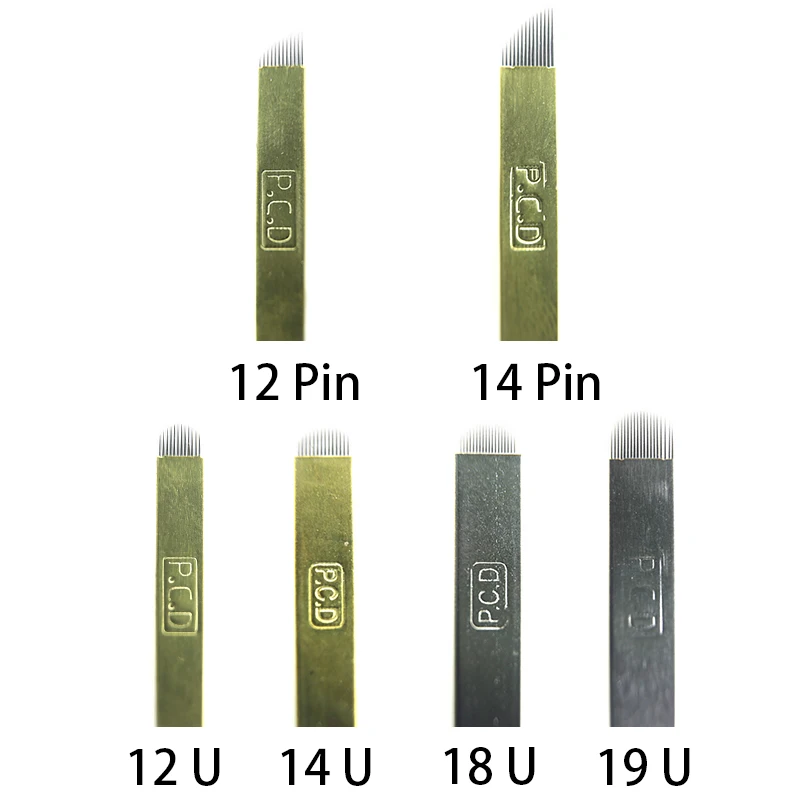

12pin、14pin、12U、14u、18u、19u Micro Blade Tattoo Needle Permanent Makeup Individual Packaging Nano Golden Eyebrow Piercing thorn