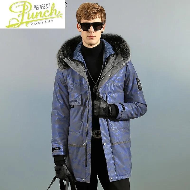 

Куртка мужская Зимняя шерстяная с воротником из лисьего меха и капюшоном, LXR292