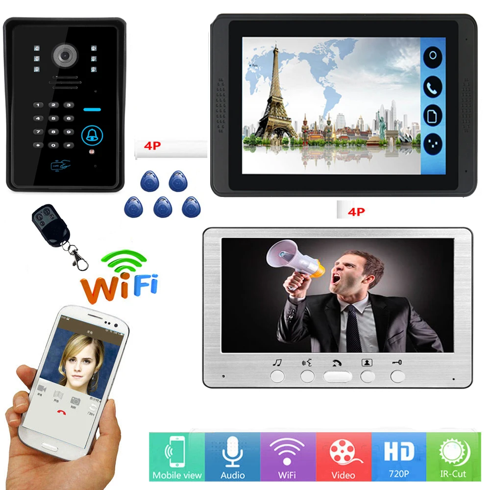 Yobang безопасности 7 &quotцветной TFT ЖК проводной Wifi водонепроницаемый цифровой