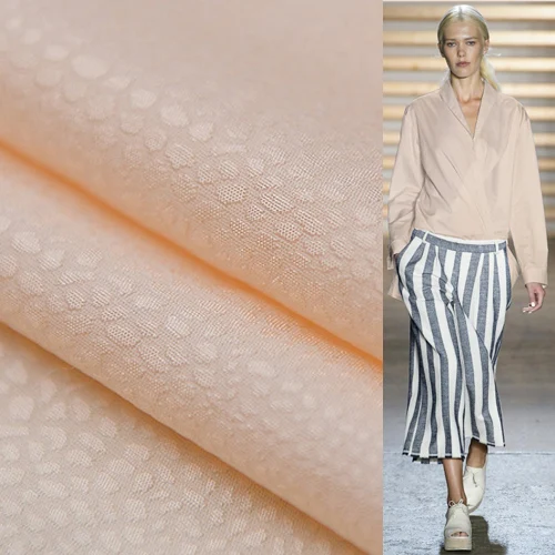 Jacquard concave-convex style silk cotton blended fabric beige pink color SCT576 | Дом и сад
