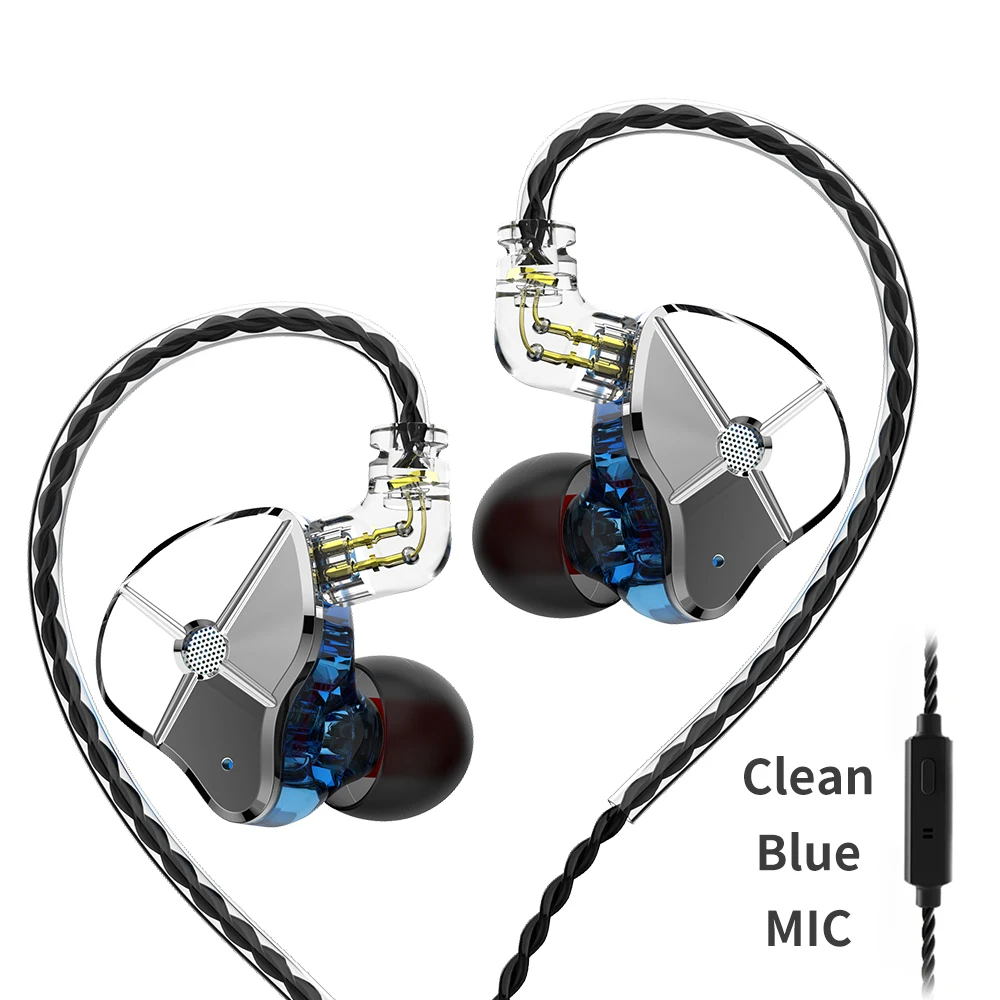 blue with mic AK TRN ST1 1BA+ 1DD Гибридный Металлический наушник в ухо IEM HIFI DJ монитор для бега спортивные наушники ушные наушники гарнитура наушники BA5/v90 - Цвет: blue with mic