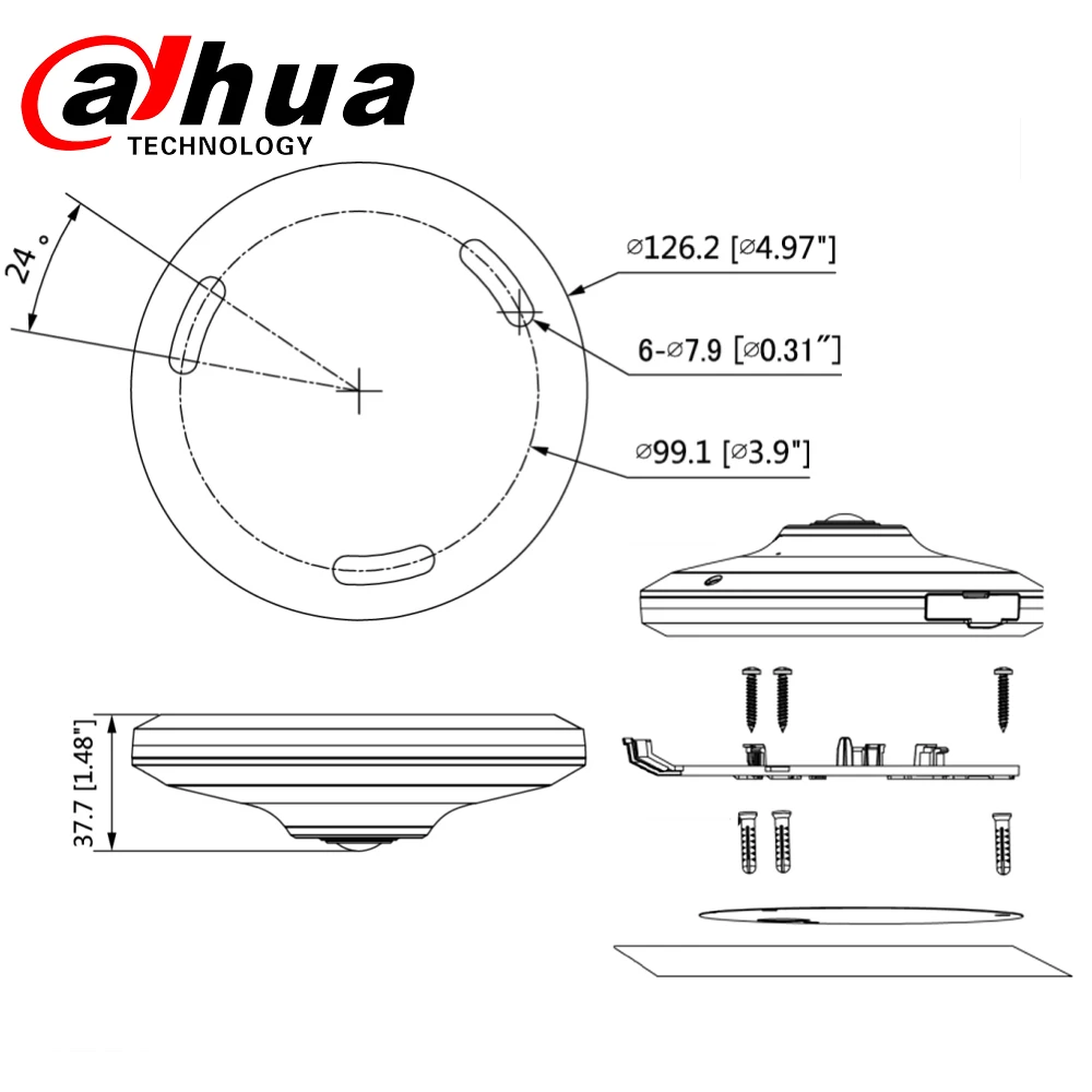 Камера видеонаблюдения Dahua Fisheye HD 4 МП IP панорамная Wi Fi IP67 H.265 PoE разъем для