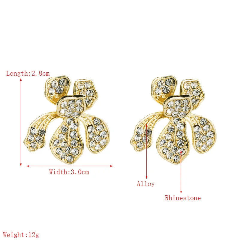 

New 2021 temperament Korean geometric earrings alloy inlaid rhinestone simple and versatile earrings for women