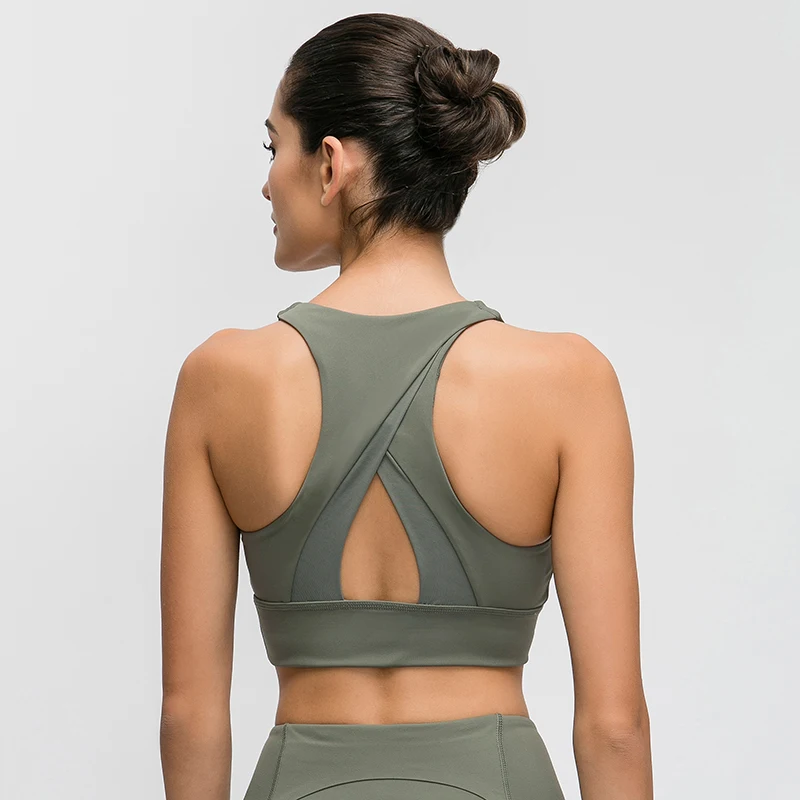 Бюстгальтер пуш-ап с высокой горловиной для фитнеса и тренировок женские ударные