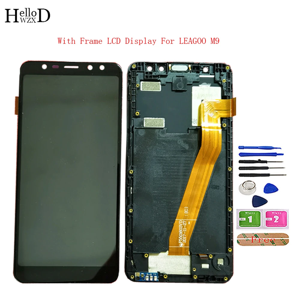 5 5 phone lcd display for leagoo m9 lcd display and touch screen digitizer panel sensor panel front glass assembly frame tools free global shipping