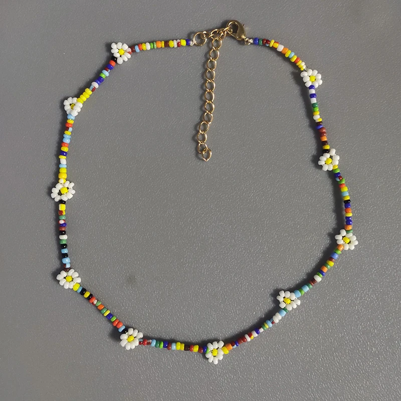 Handmade colorful flower necklace Bohemian mixed style beaded women fashion charm neck jewelry gifts wholesale 2020 new | Украшения и