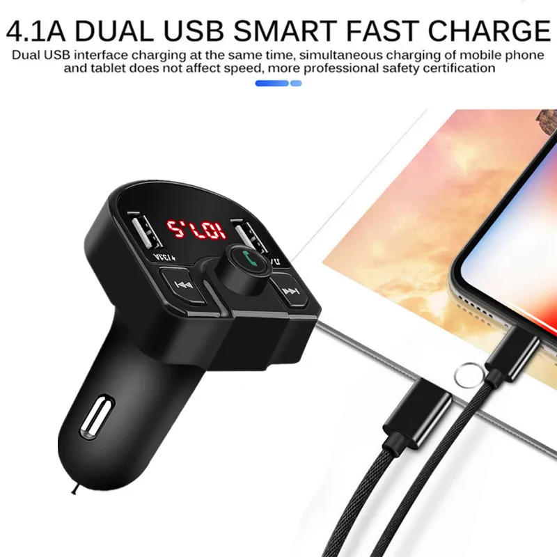 FM-трансмиттер автомобильный с 2 USB-портами и поддержкой Bluetooth 3 1 А | Автомобили