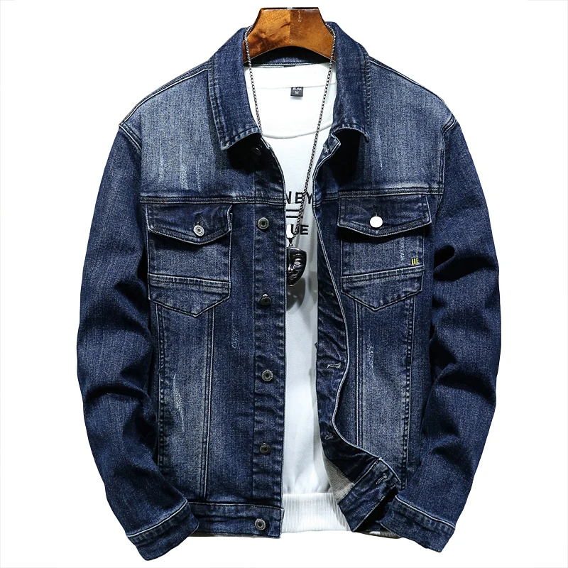 

Brand Denim Jacket Men Spring Autumn Casual Slim Turn Down Fur Collar Windbreaker Cowboy Jacket Men's Outwear Jeans Coat 4XL
