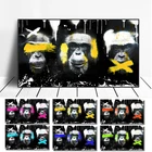 Картина на холсте с 3 обезьянами, Современное абстрактное украшение для комнаты, художественный плакат и печать, Настенная картина для гостиной, животные