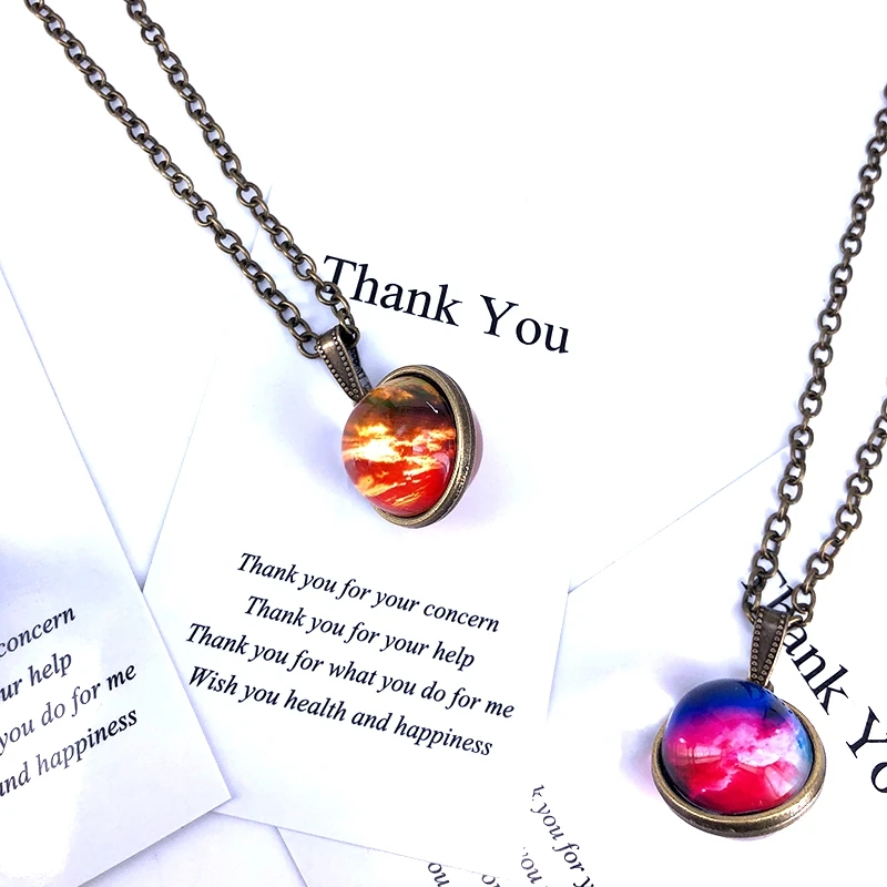 Nebula Galaxy двусторонний кулон ожерелье для женщин Вселенная серьги в виде планет