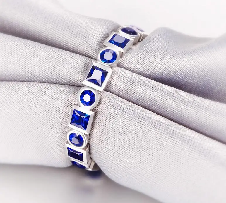 Кольцо женское Seanlov с инкрустацией из фианита голубого цвета | Украшения и