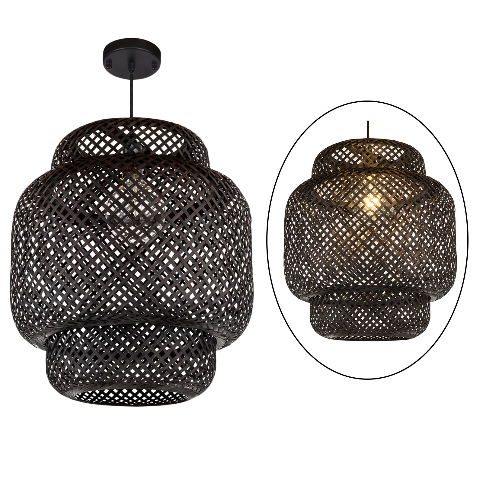 Rattan Wicker Lamp Shade Retro Decor Light for Table Modern Handmade Woven Floor Cover Bedroom Living Room | Освещение