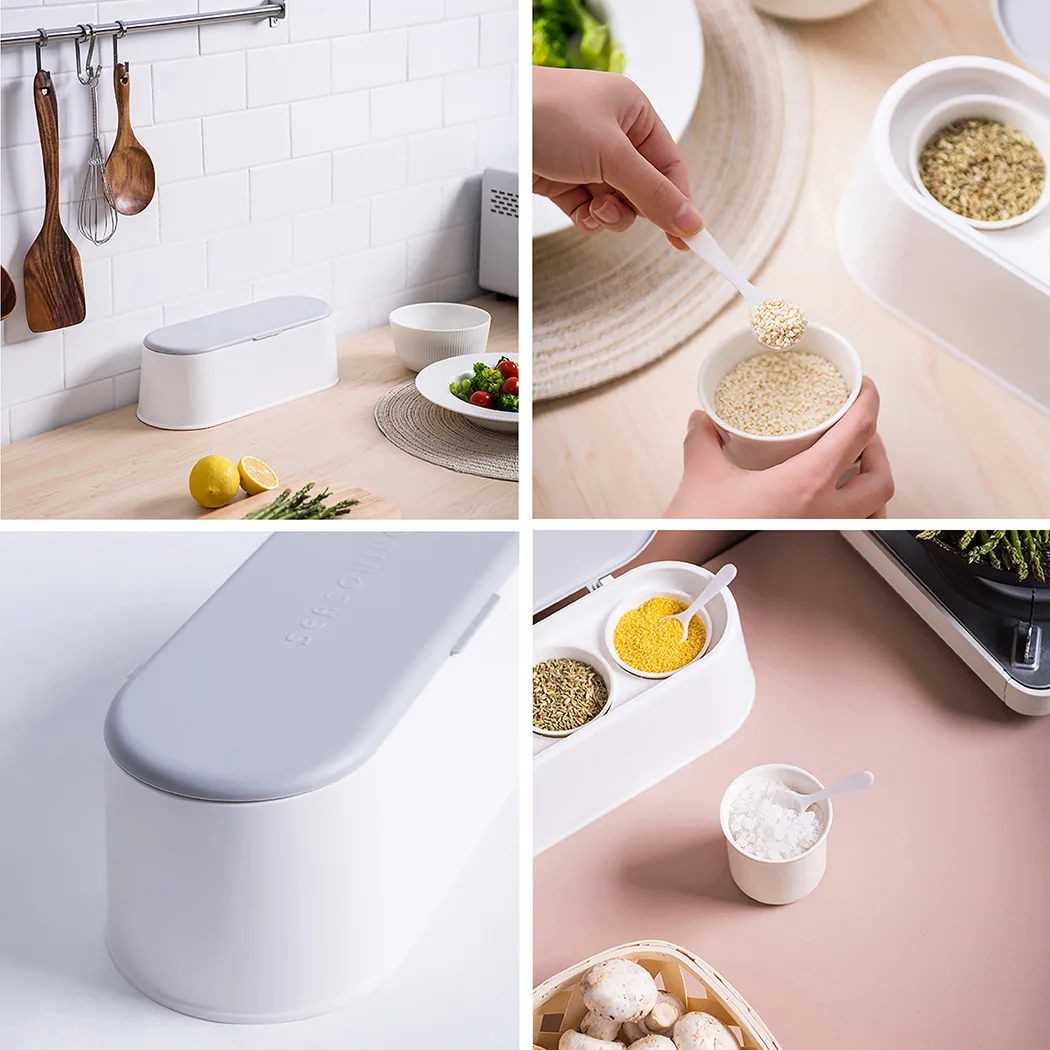 

Seasoning Container Creative Detachable 3 Grids Seasoning Box Spice Jar Salt and Pepper Seasoning Bottle Kitchen Condiment Cruet