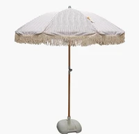 fantastic luxury with tassels stripe wooden garden beach umbrella