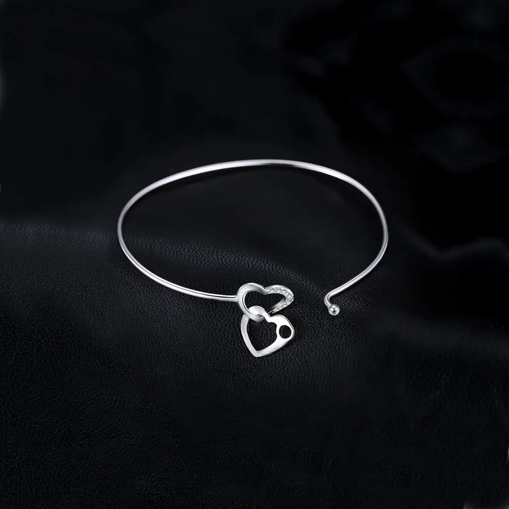 JewelryPalace кубического циркония переплетенные две любовь сердца браслет 925 пробы Серебряный Подарок для новинки женщин Роскошные браслеты