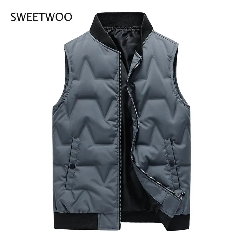 New Youth Trend Leisure Stand Collar Sports Down Vest Korean Version Winter Men'S Warm Fashion Shoulder Sleeveless Jacket