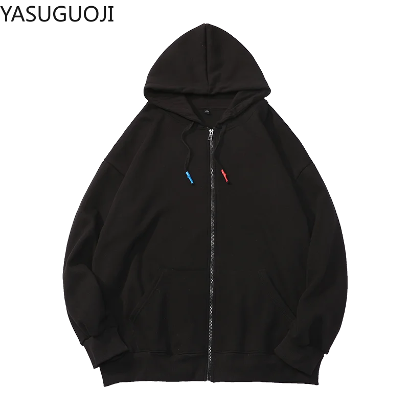 Толстовка YASUGUOJI Мужская однотонная Повседневная худи в японском стиле