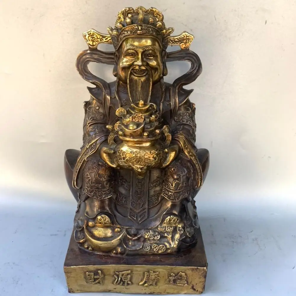 

wedding decoration Tibetan monastery antique copper gilt gilt fortune god of wealth Guangjin God of Wealth decoration statue