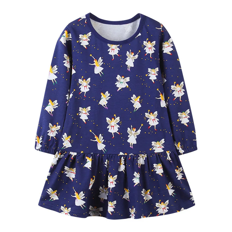 

Kids Girls Dress Long Sleeve Baby Toddler Children Girls Fairy Print Princess Cotton Dresses