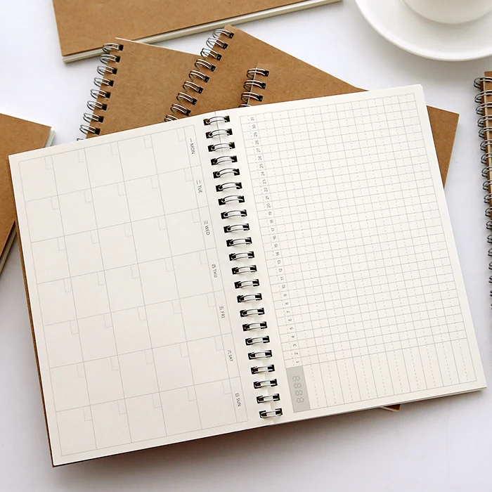 

2021 Notebooks Agendas Planner Diary Weekly Spiral Organizer Libretas A5 Note Books Monthly Kraft Paper Schedule