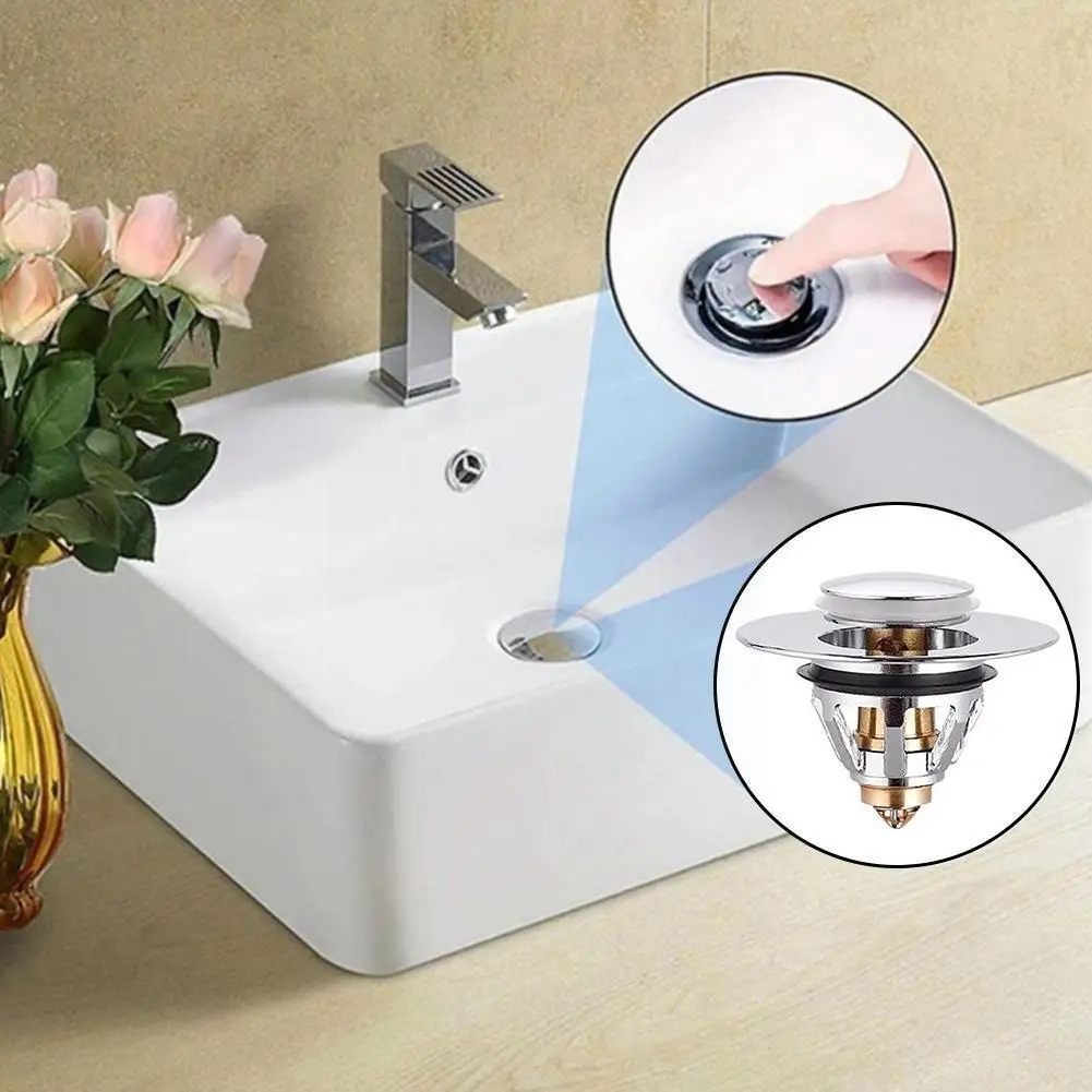 

Universal Basin up Drain Filter Steel Bounce Core Push-type Basin up Drain Build-in Filter Strainer Tool J8G3