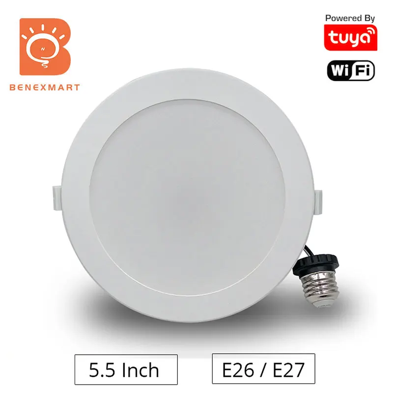 Встраиваемая потолочная лампа Tuya E27 6 дюймов Led светильник с поддержкой Wi Fi RGBCW