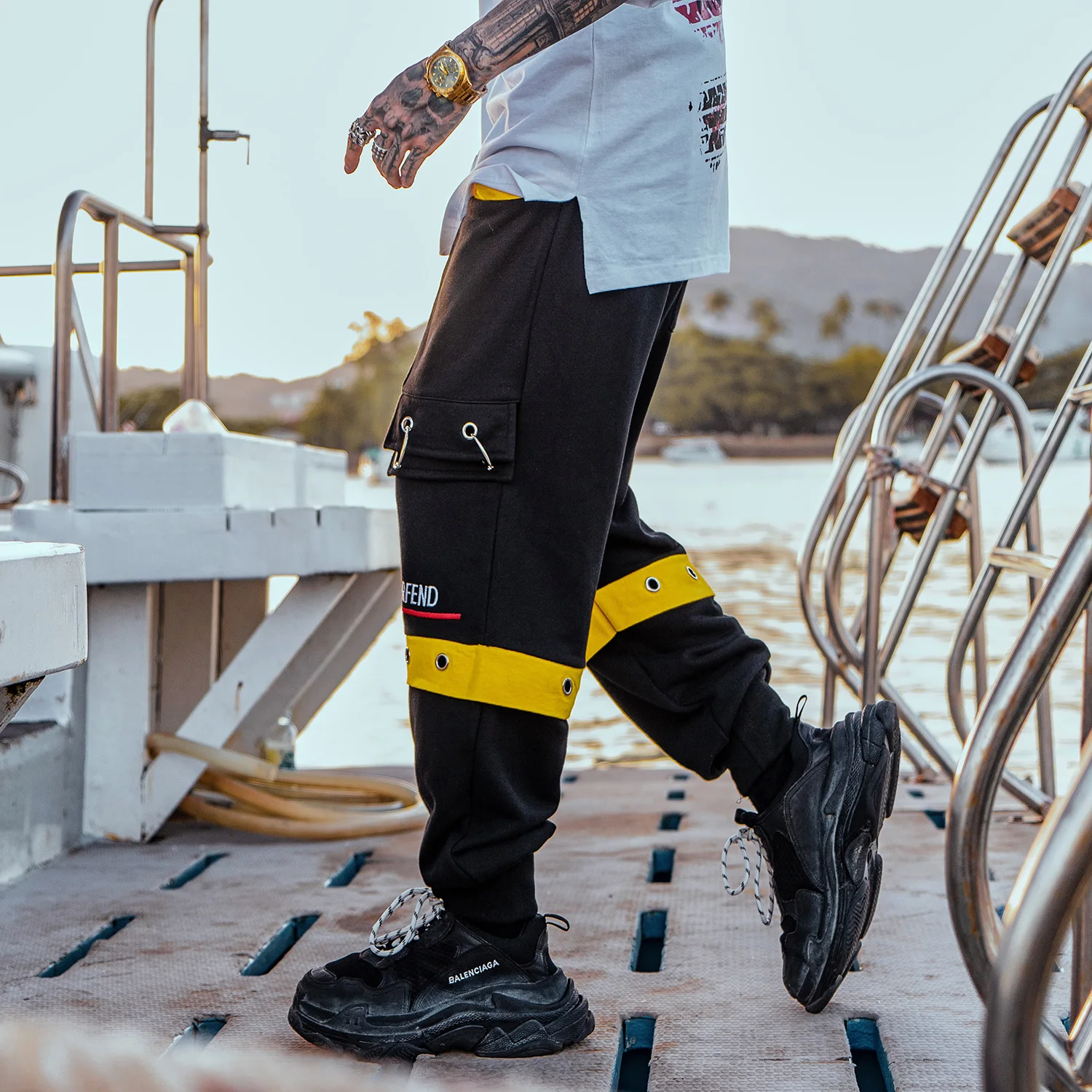 Aelfric Eden хип хоп панелями Мужские штаны с гарем карго 2019 модные спортивные брюки