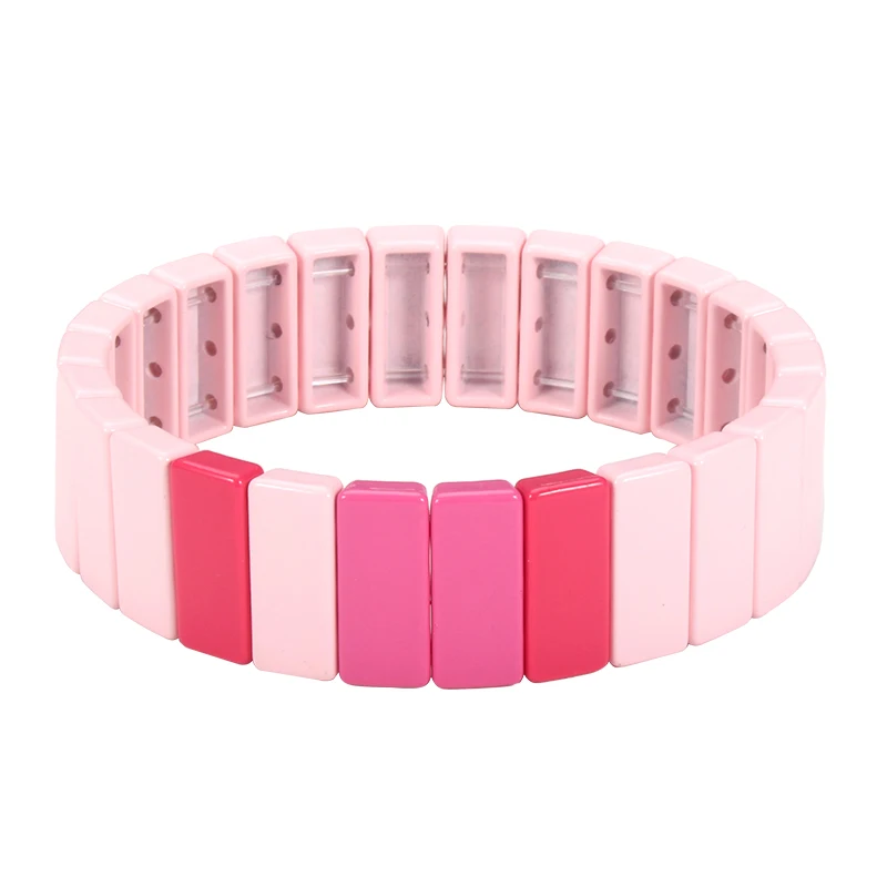 

Браслет эмалированный стрейчевый Женский, Шарм-браслет с розовой черепицей, квадратная расческа, браслет дружбы