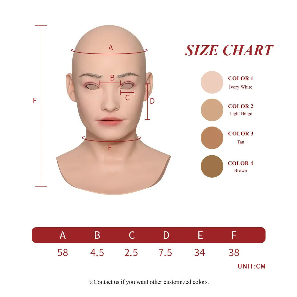 

Cosplay Props Elegant and Realistic Silicone Female Face Movie Props Crossdresser Halloween Darg Queen