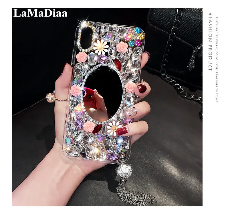 Чехол Luxury Glitter Bling Diamond Mirror Crystal Flower для Xiaomi Mi9 SE Lite CC9 11 11X 10T POCO M3 F3 X2 X3 Note10 Pro.
