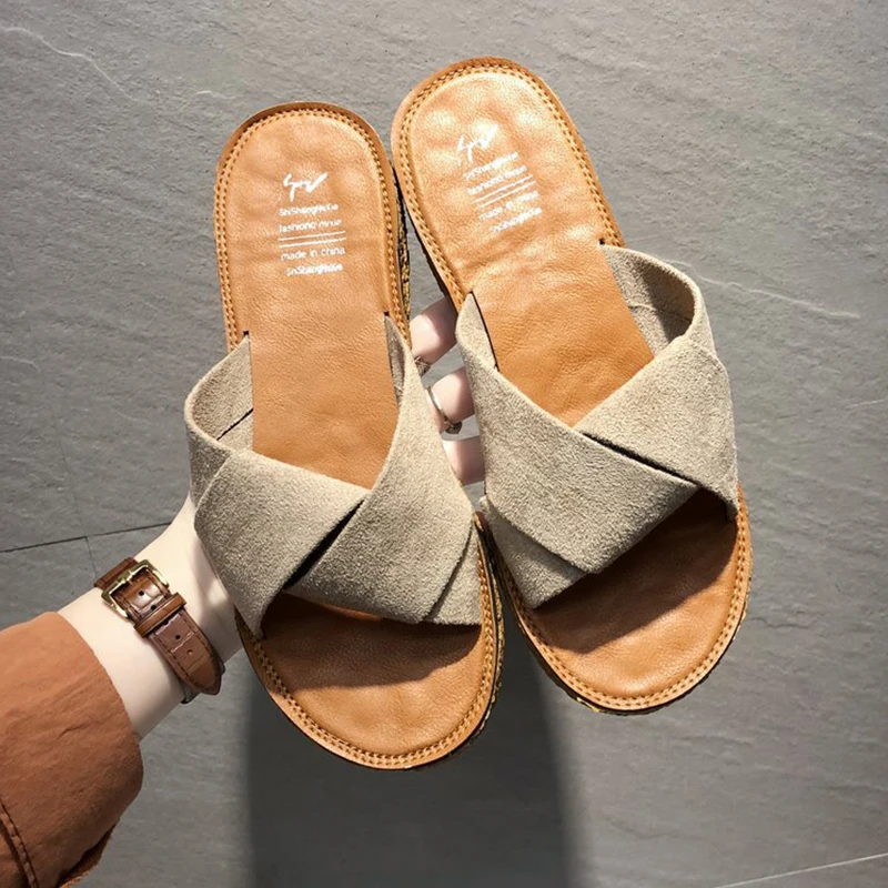 

Summer Women Shoes 2020 Hot Selling Women Slippers Fashion Canvas Slippers Non-slip Word Drag Beach Shoes Outdoor Flat Shoes