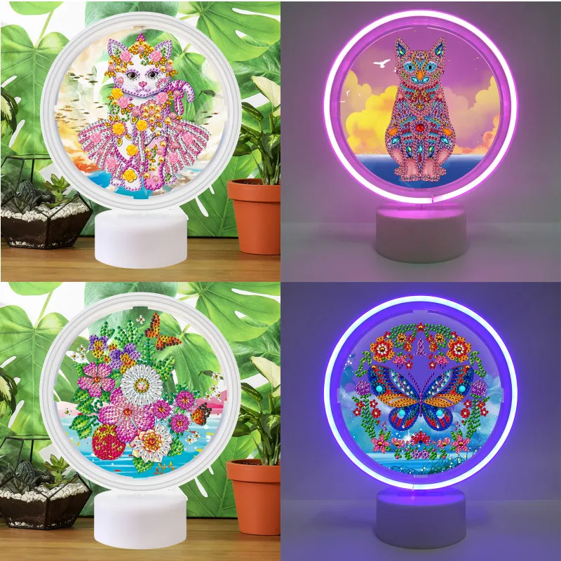 DIY Special shaped Cat butterfly Diamond Painting 5D Led Neon Lights Diamond Embroidery Painting With Diamonds Home Decor
