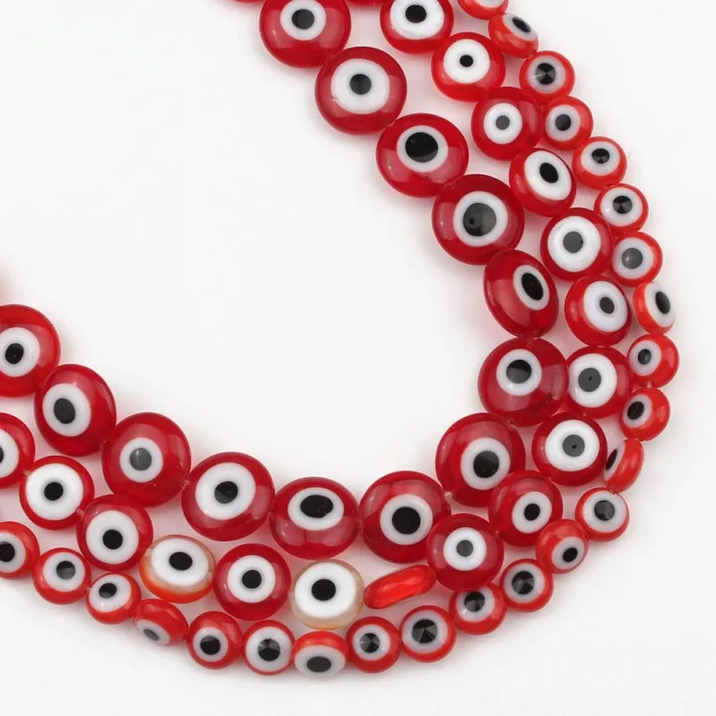 Красные Бусины злой глаз полоса Смола бусины плоские круглые дисковые