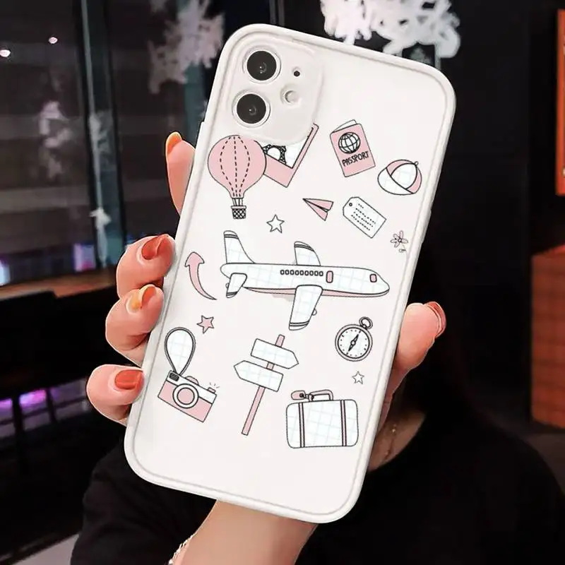 

Simple outline of the aircraft Phone Case Matte Transparent for iPhone 7 8 11 12 s mini pro X XS XR MAX Plus cover funda