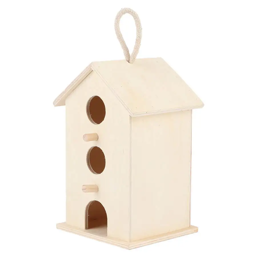 

Wooden Bird Nest Hanging Bird House Natural Wooden Bird Cage Resting Place Wall-Mounted Outdoor Birdhouse Wooden Box