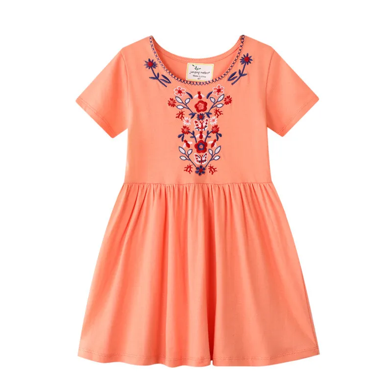 Платье принцессы для девочек летнее хлопковое с цветочной вышивкой | Детская