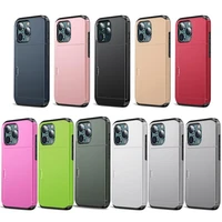 tpu phone case with slide card slots holder cover for apple iphone 13 12 11 pro promax 12 mini xr xs xs max x 8 7 6 6s plus se