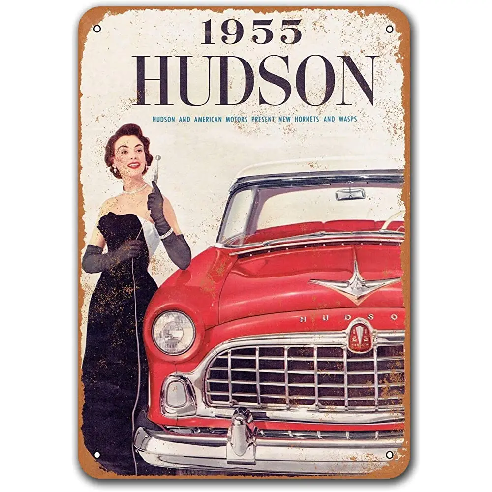 

Sisoso Old Car Tin Sign Metal Vintage Pub Grage Man Cave Sgins Dorm Home Wall Decor 1955 Hudson Hornets and Wasps