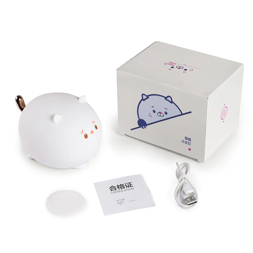 

1pcs LED USB Colorful Lamp Silicone Cat Night Light Cute Animal Soft Cartoon Lamps For Children Bedroom Baby Christmas Gift