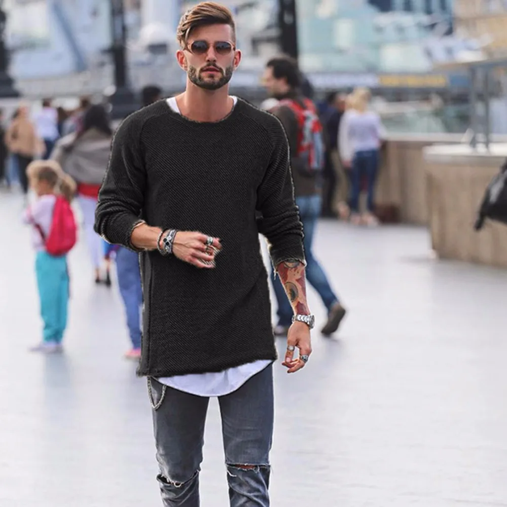 Men Sweater Autumn Winter Knitted Solid Simply Style Pullover Casual Loose O Neck Jumper Male Black Outerwear Brand 2019 | Мужская