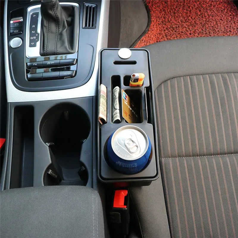 

Car Seat Crevice Storage Organizer Console Side Pocket Auto Seat Gap Pocket Organizer with Coin Box and Water Cup Holder New