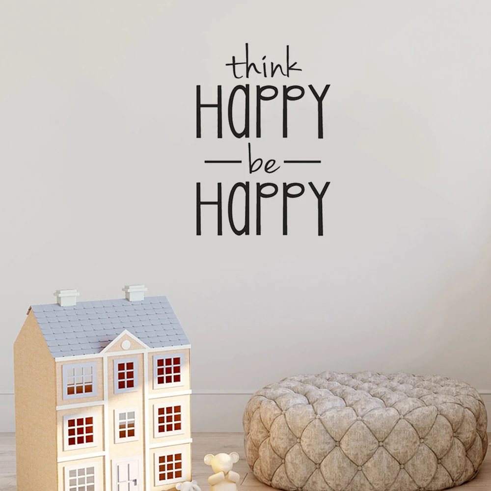 

Think Happy Be Happy Wall Sticker Quote Wall Decal Home Decor For Bedroom Living Room Vinyl Mural Waterproof dw11023